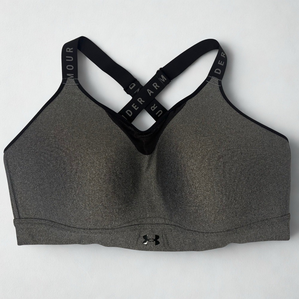 Under Armour Bra Infinity Cross-Back High Impact Sports Bra 1X Grey Adjustable
